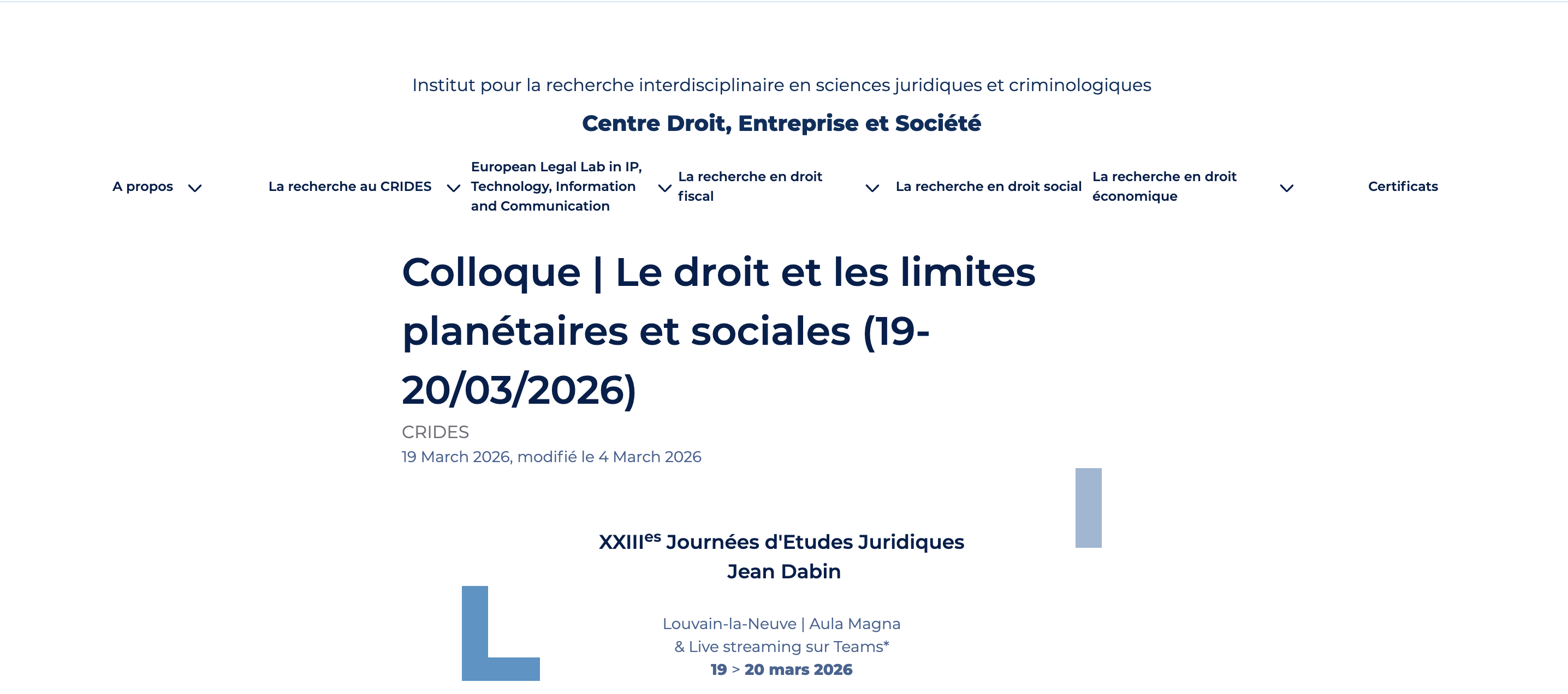 March 19-20, UCLouvain, Louvain-la-Neuve, Belgique